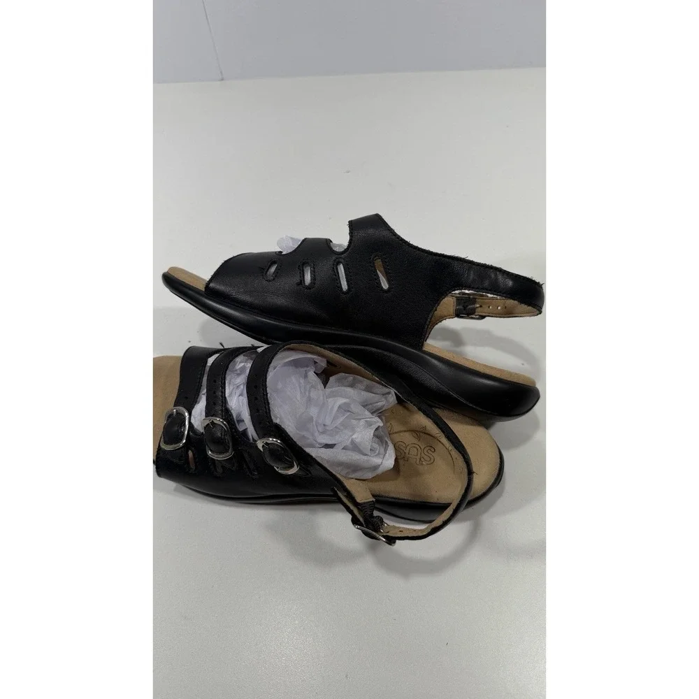 SAS Mystic womens Open Toe Casual Slingback Sandals size 9.5 Narrow Black